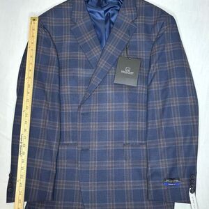 Men's Collection By Michael‎ Strahan Sport Coat Modern Fit Blue Plaid Sz 48 Reg